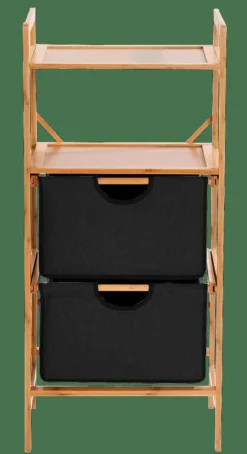 CASA BAMBOO Mobile Con 2 Cassetti Nero, Naturale| Cassettiere