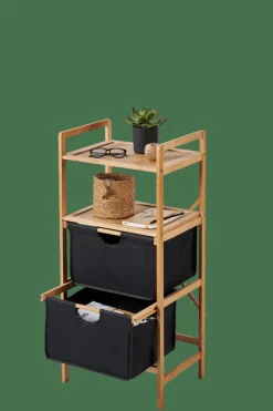 CASA BAMBOO Mobile Con 2 Cassetti Nero, Naturale| Cassettiere