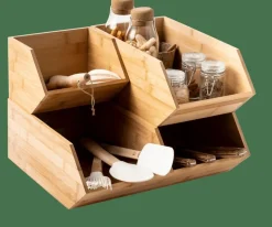 CASA BAMBOO Organizzatore Impilabile Naturale| Contenitore Per Alimenti|Scatole Conserva Vivande