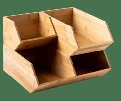CASA BAMBOO Organizzatore Impilabile Naturale| Scatole Conserva Vivande|Contenitore Per Alimenti