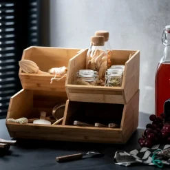 CASA BAMBOO Scatola Portafazzoletti Naturale| Accessori Da Lavandino|Cesti Cassetto