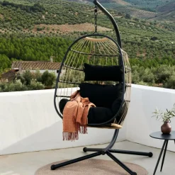 CASA BAZAI Sedia Sospesa Con Supporto Nero| Sedie Sospese