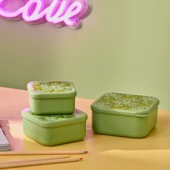 CASA FRESHMOOD Contenitori X Snack Set Da 3 Seafoam + Stampa Loulou Colore: Seafoam| Scatole Conserva Vivande