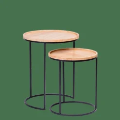 CASA GOM Tavolini Set Di 2 Nero, Naturale| Tavolini