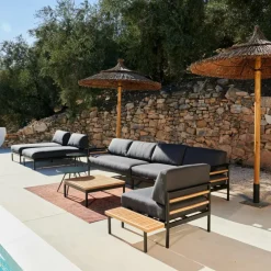 CASA HANNA Sdraio Lounge Nero| Lettini|Set Lounge