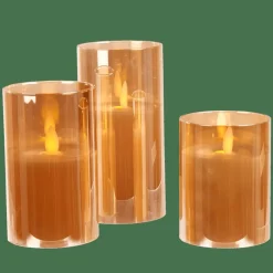 CASA ION Candele Led Set Di 3 Ambra| Candele Led