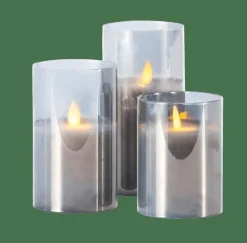 CASA ION Candele Led Set Di 3 Grigio| Candele Led