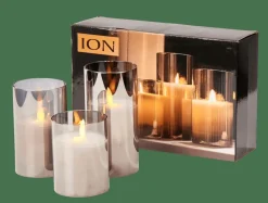 CASA ION Candele Led Set Di 3 Grigio| Candele Led
