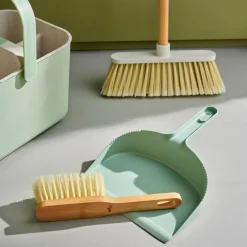 CASA JASMIN Paletta Con Scopa Verde, Naturale| Pulire