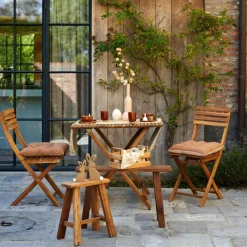 CASA KOS Sedia Pieghevole Naturale| Set Balcone|Sedie Bistro