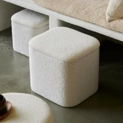 CASA LIAM Pouf Con Contenitore Bianco| Pouf Portatutto