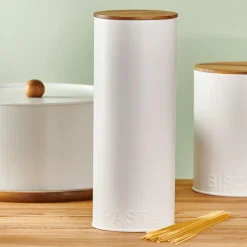 CASA NAGINI Contenitore Per Pasta Secca Bianco, Naturale| Contenitore Per Alimenti|Scatole Conserva Vivande