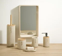 CASA NEW RESIN Bicchiere Porta Spazzolino Naturale| Accessori Da Lavandino