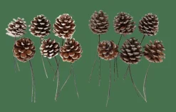 CASA PINECONE Pigne Set Da 6 2 Colori Bianco, Argentato| Autunno