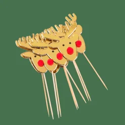 CASA REINDEER Stecchini Aperitivo Set Di 10 Dorato| Accessori Per Cocktail