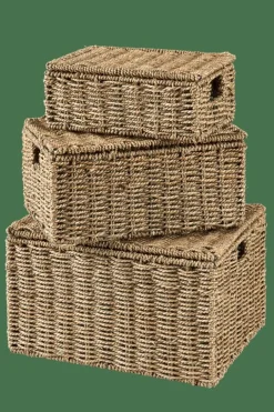 CASA SEAGRASS Cesto Portatutto M Con Coperchio Naturale| Cesti Portatutto