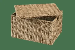CASA SEAGRASS Cesto Portatutto L Con Coperchio Naturale| Cesti Portatutto