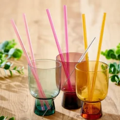 CASA SLURP Set Di 6 Cannucce Riutilizzabili Mix Di 3 Colori Arancione, Viola, Rosa| Accessori Per Cocktail