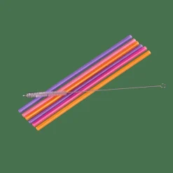 CASA SLURP Set Di 6 Cannucce Riutilizzabili Mix Di 3 Colori Arancione, Viola, Rosa| Accessori Per Cocktail