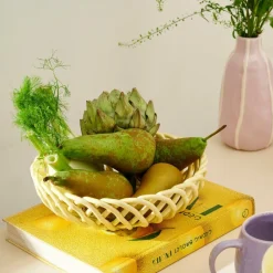 CASA WOVY Cesto Portafrutta Giallo Chiaro| Accessori Da Cucina